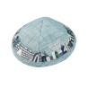 Light Green Cloth Kippah with Attached Clip and Embr... | Cloth Kippah