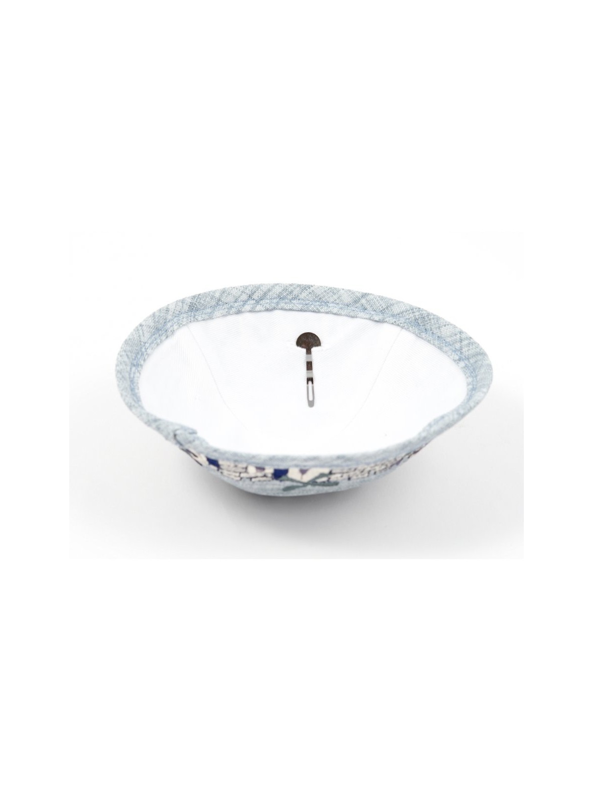 Light Green Cloth Kippah with Attached Clip and Embr... | Cloth Kippah