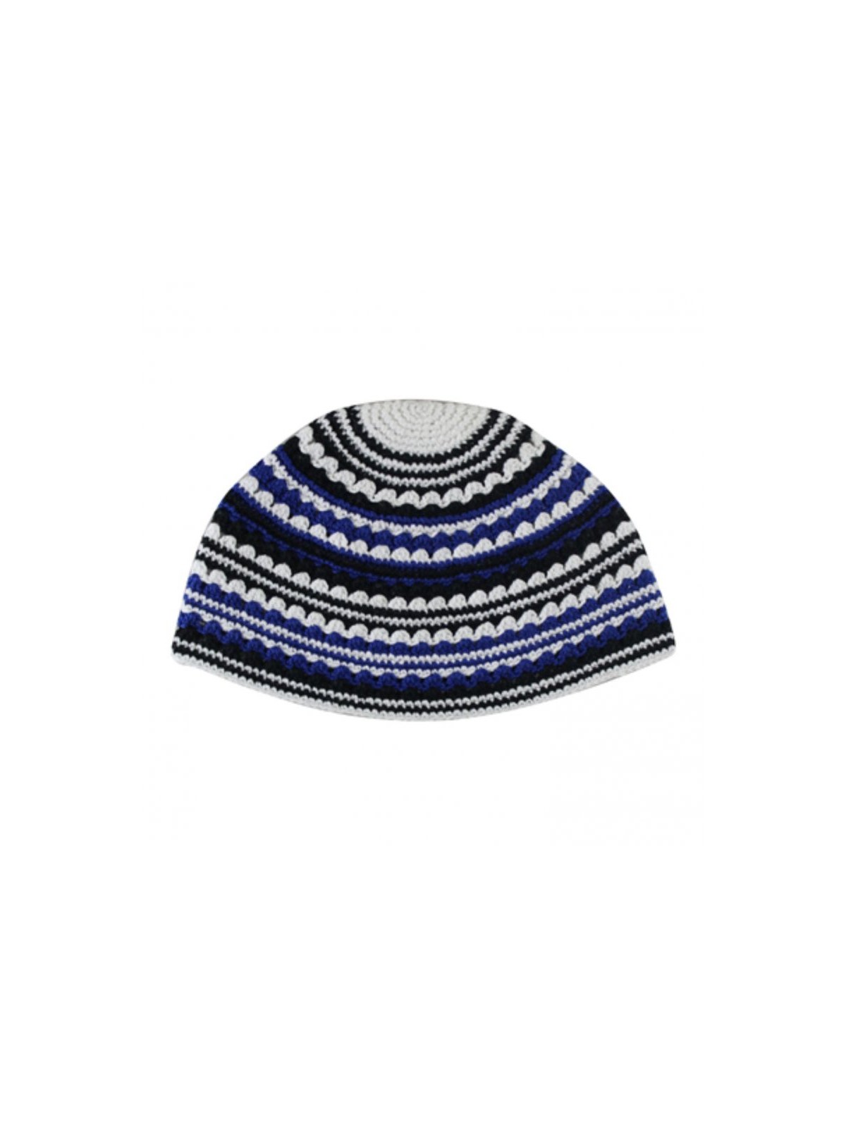 Hand Made Frik Kippah with White Blue and Black Stripes | Frik Kippah