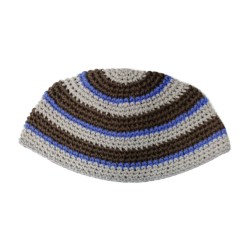 Frik Kippah with Gray Brown and Blue Stripes | Frik Kippah
