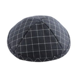Black and White Cotton Fabric Kippah Checkered Design | Linen Kippah