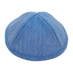 Denim Style Fabric Kippah Sky Blue Two Sizes Option | Linen Kippah