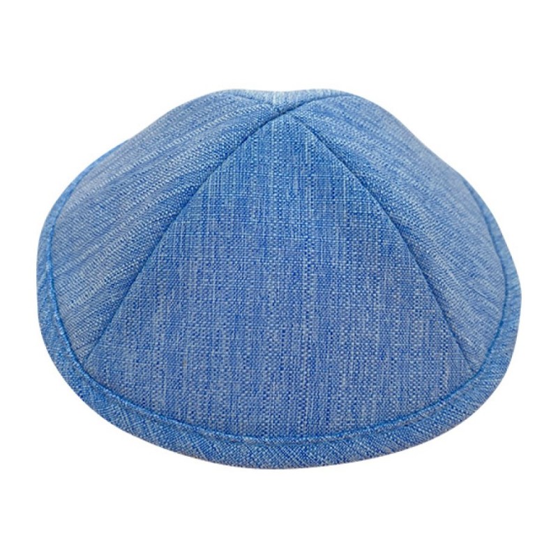 Denim Style Fabric Kippah Sky Blue Two Sizes Option | Linen Kippah