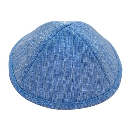Denim Style Fabric Kippah Sky Blue Two Sizes Option | Linen Kippah