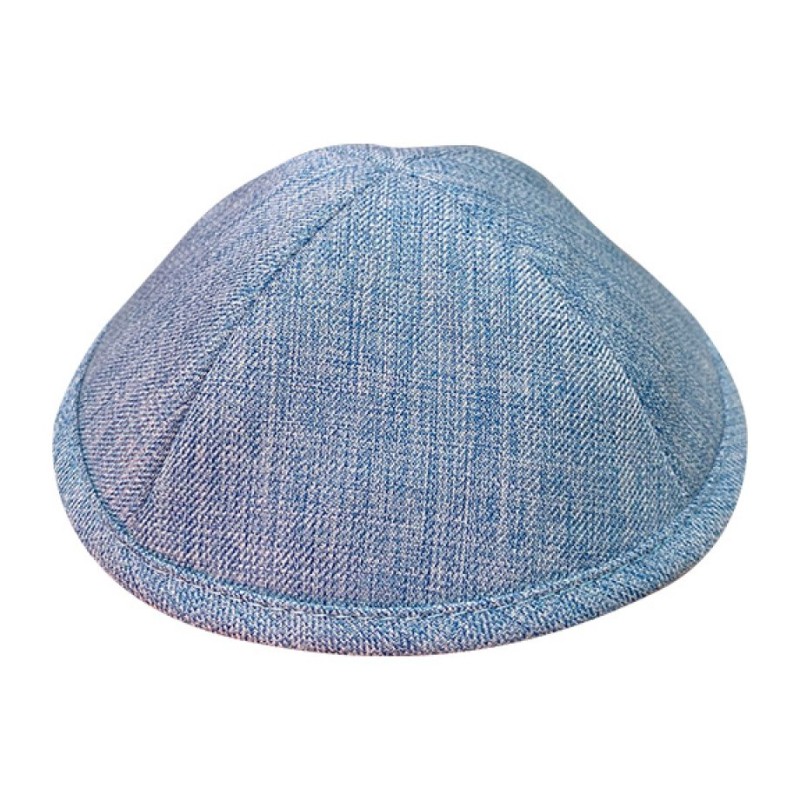Denim Style Fabric Kippah Light Blue Two Sizes Option | Linen Kippah