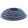 Black DMC Knitted Kippah with Blue and Gray Concen... | Knitted Kippah