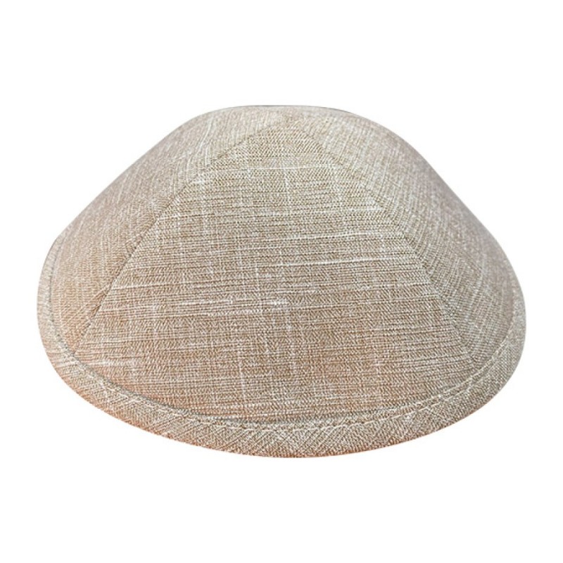White Beige Fashionable Fabric Kippah Two Sizes Option | Linen Kippah