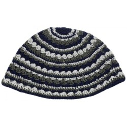 Hand Made Frik Kippah with Olive Tan and Black Stripes | Frik Kippah