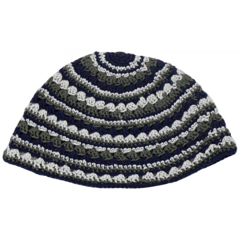 Hand Made Frik Kippah with Olive Tan and Black Stripes | Frik Kippah