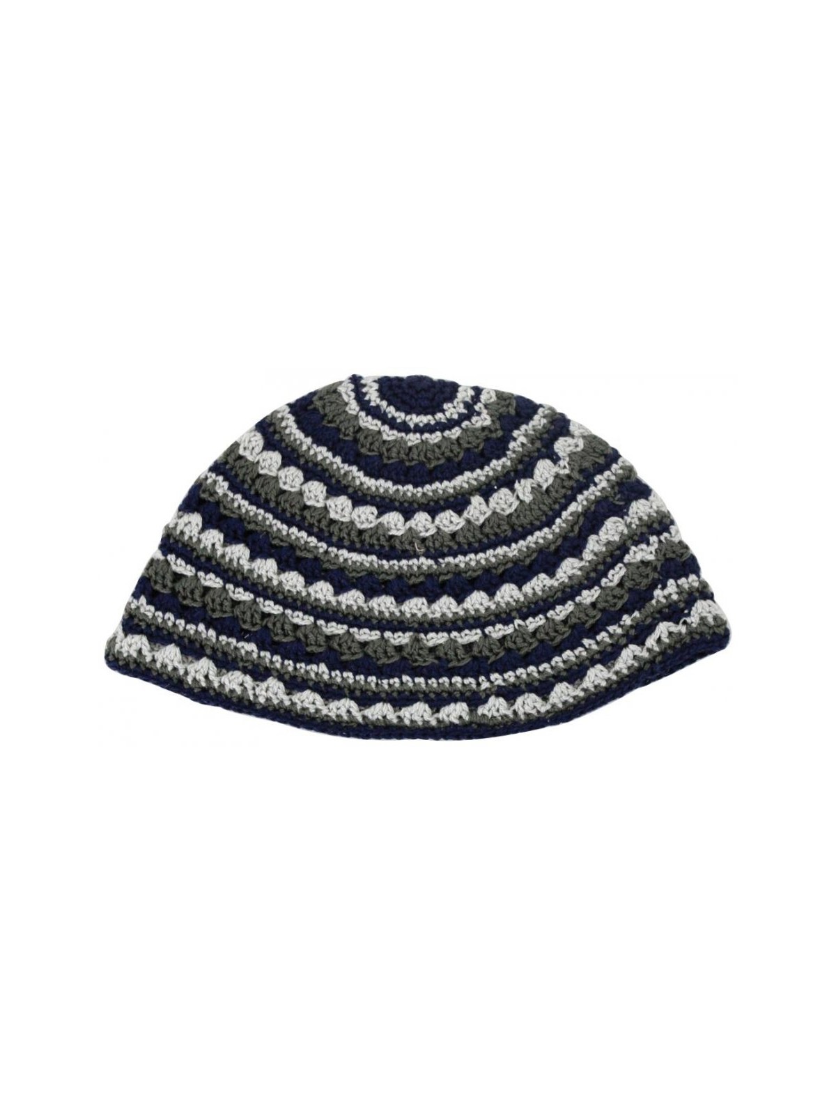 Hand Made Frik Kippah with Olive Tan and Black Stripes | Frik Kippah