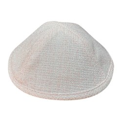 White and Pink Linen like Fabric Kippah Option of Tw... | Linen Kippah