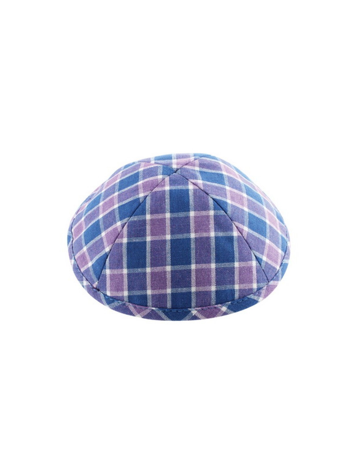 Blue and Lilac Cotton Fabric Kippah %96 Checkered De... | Linen Kippah