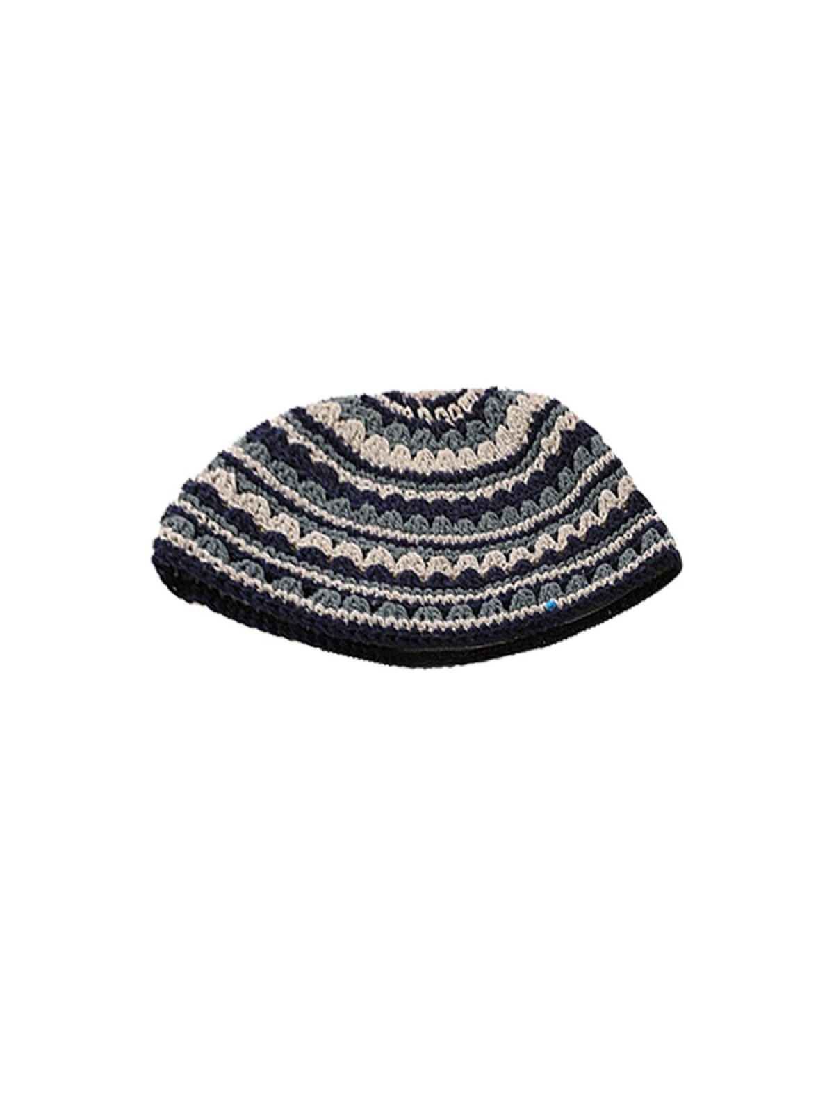 Hand Made Frik Kippah with Off White Black and Gray S... | Frik Kippah