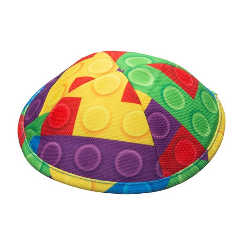 Flat Childrens Colorful Circle Design Cloth Kippah | Cloth Kippah