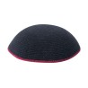 Black DMC Knitted Kippah with Thin Red Border Stripe | Knitted Kippah