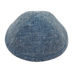 Blue Fabric Kippah with Four Panels Choice of Two Sizes | Linen Kippah