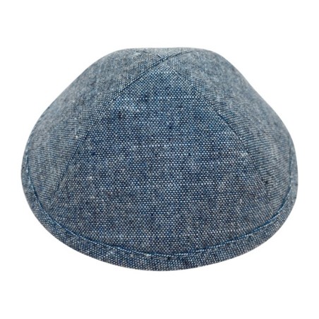 Blue Fabric Kippah with Four Panels Choice of Two Sizes | Linen Kippah