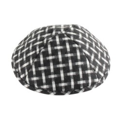 Black and White Cotton Fabric Kippah Woven Design | Linen Kippah