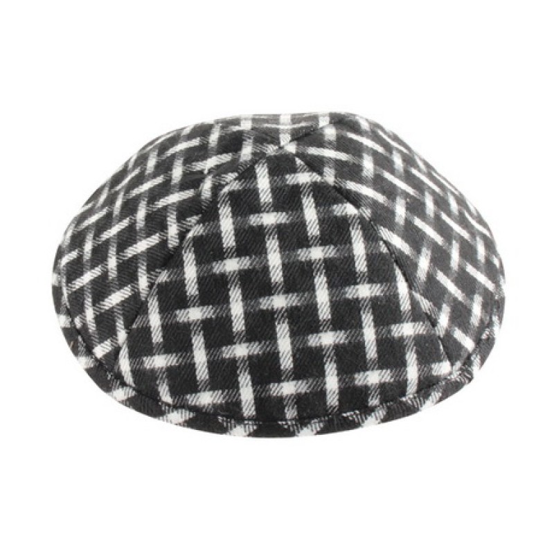 Black and White Cotton Fabric Kippah Woven Design | Linen Kippah