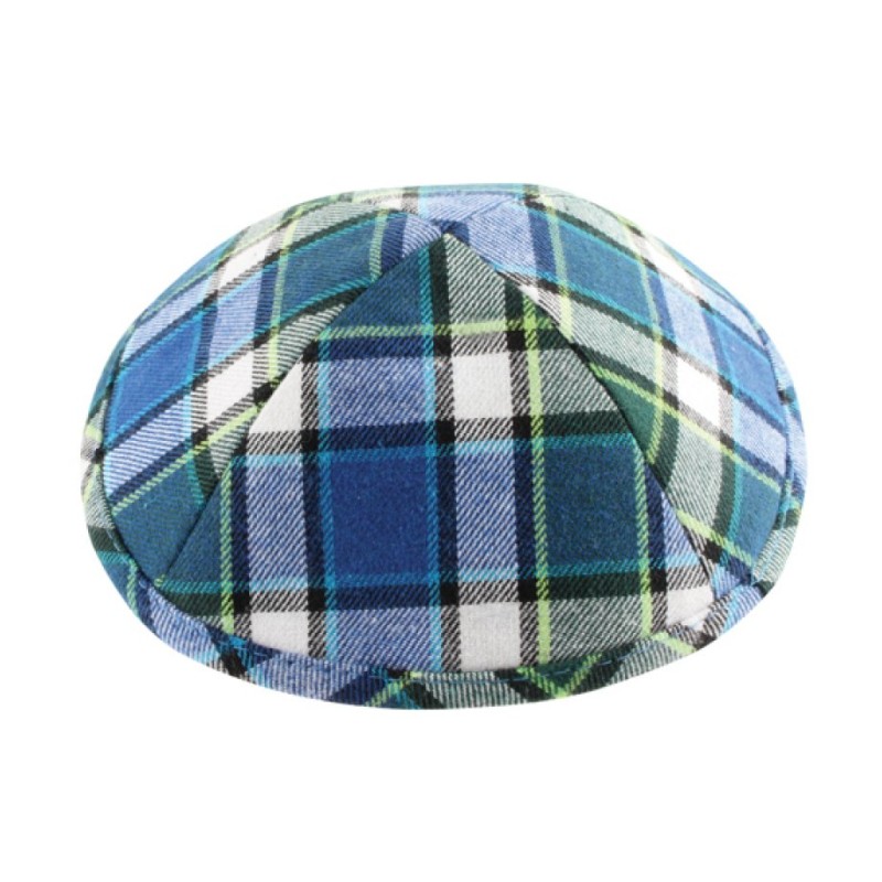 Checked Blue Cloth Kippah | Cloth Kippah