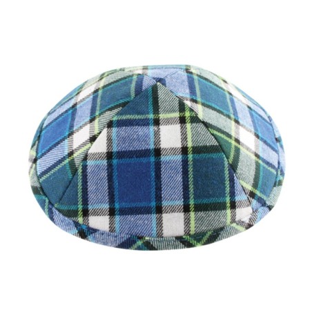 Checked Blue Cloth Kippah | Cloth Kippah