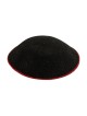 Black DMC Knitted Kippah with Dark Red Border | Knitted Kippah