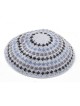 Hand Knitted Premium DMC Cotton Kippah Gray and Bl... | Knitted Kippah