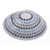 Hand Knitted Premium DMC Cotton Kippah Gray and Bl... | Knitted Kippah