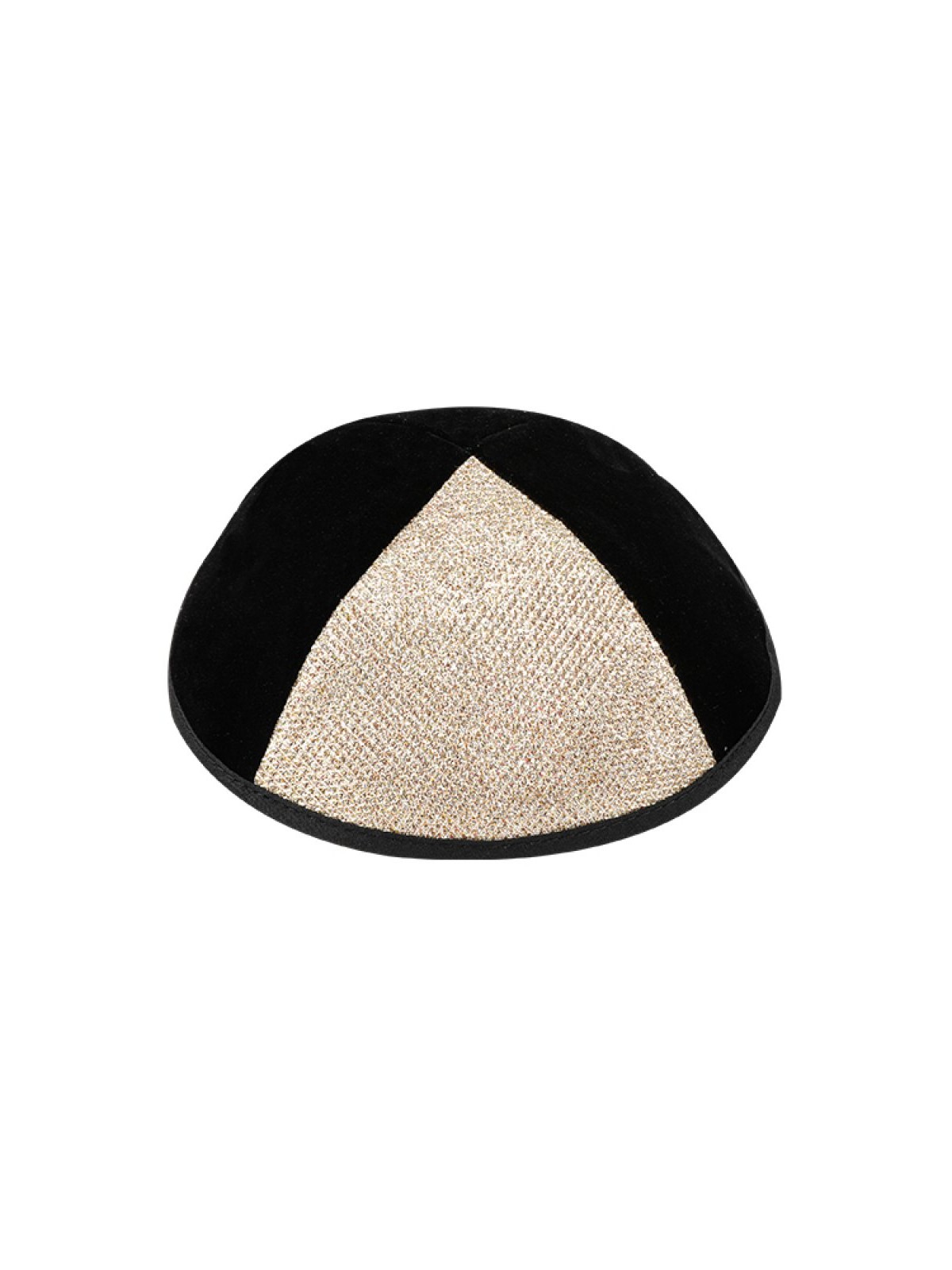 Black Velvet Kippah with Gold Panel | Velvet Kippah