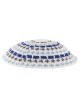 White DMC knitted kippah with Olive Blue and White... | Knitted Kippah