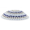 White DMC knitted kippah with Olive Blue and White... | Knitted Kippah