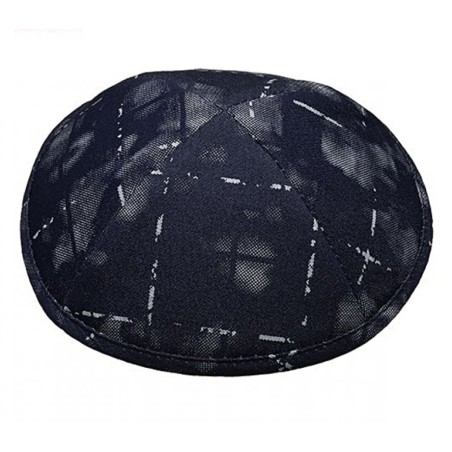Blue Denim with Print Design Fabric Kippah Yarmulke | Cloth Kippah