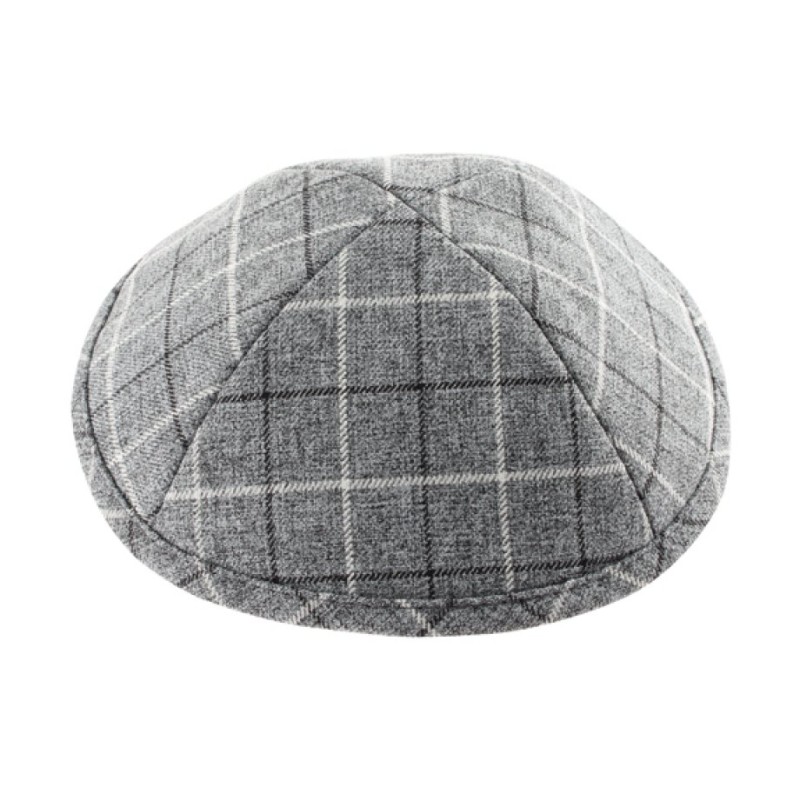 Checked Gray Cloth Kippah | Cloth Kippah