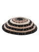 Black DMC Knitted Kippah with white and Beige circ... | Knitted Kippah