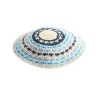 Stripes of Blue DMC Knitted Kippah with White Back... | Knitted Kippah