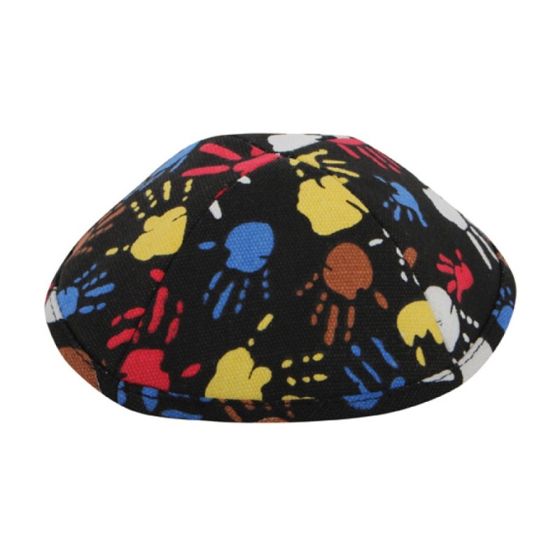 Colorful Fingerpaint Design Cloth Kippah | Cloth Kippah