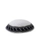 White Knitted Kippah with Gray and Black Border | Knitted Kippah