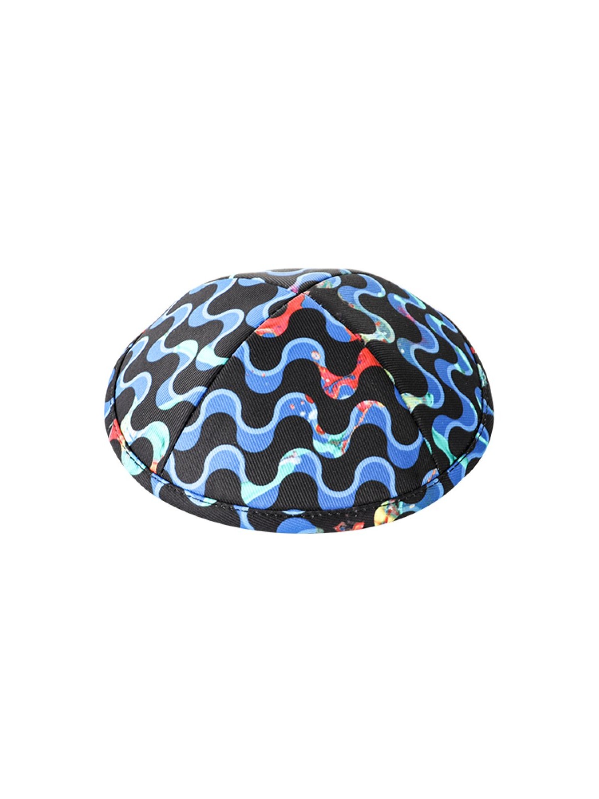 Childrens Wave Design Flat Cloth Kippah | Cloth Kippah