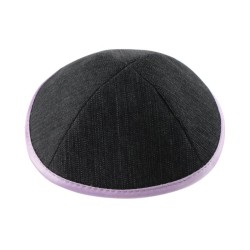Dark Denim Kippah with Purple Border | Cloth Kippah