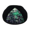Black Velvet Kippah with Green Purple Design Panel | Velvet Kippah