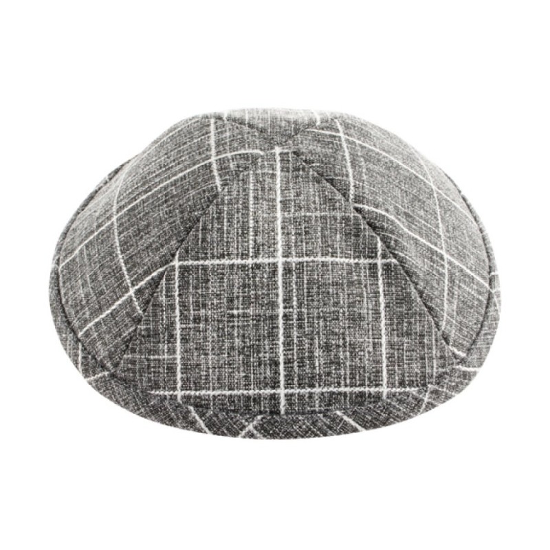 Checked Gray and White Cloth Kippah | Cloth Kippah
