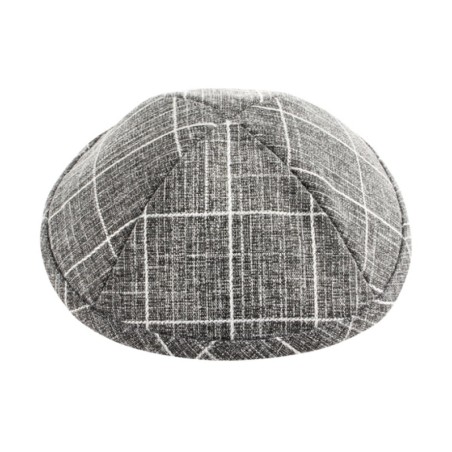 Checked Gray and White Cloth Kippah | Cloth Kippah