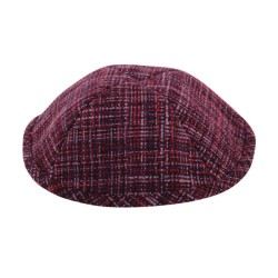 Maroon Plaid Design Cloth Kippah | Cloth Kippah