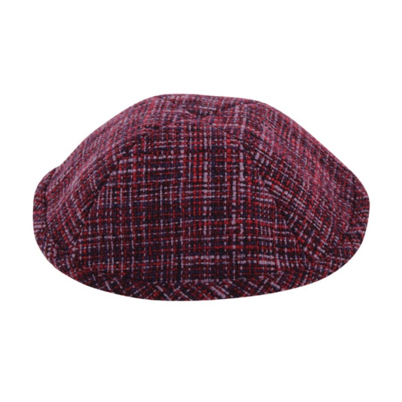 Maroon Plaid Design Cloth Kippah | Cloth Kippah
