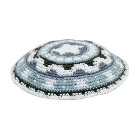 Blue Green DMC Knitted Kippah | Knitted Kippah