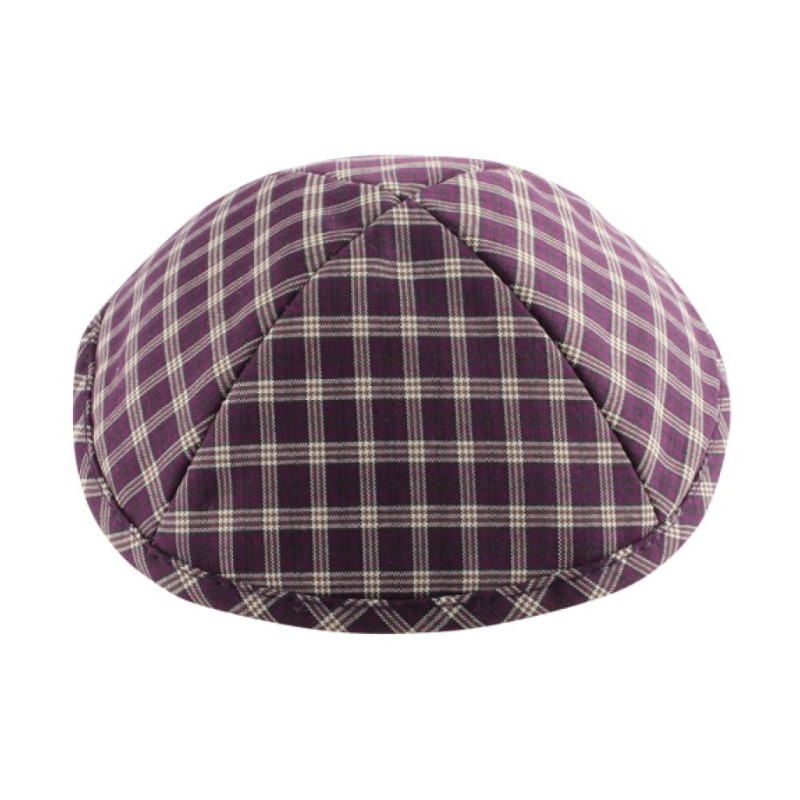 Checked Maroon Cloth Kippah | Cloth Kippah