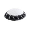 White with Gray Black and White Border Knitted Kippah | Knitted Kippah