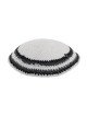 White Knitted Kippah with Gray and Black Striped B... | Knitted Kippah