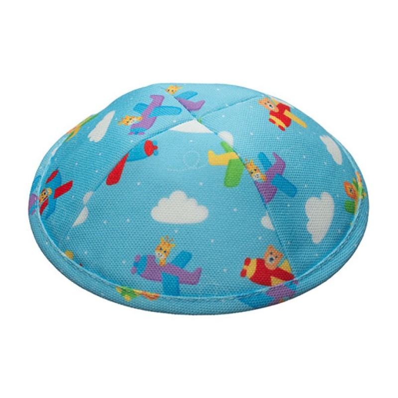 Childrens Airplane Design Flat Cloth Kippah | Cloth Kippah