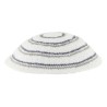 White DMC Knitted Kippah with Narrow Gray and Blue... | Knitted Kippah